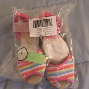 Striped wedge sandals